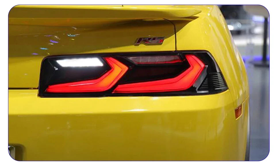Chevrolet Camaro 2014-2020 rear LED taillights assembly with turn signal and brake light, upgraded car lighting accessory.