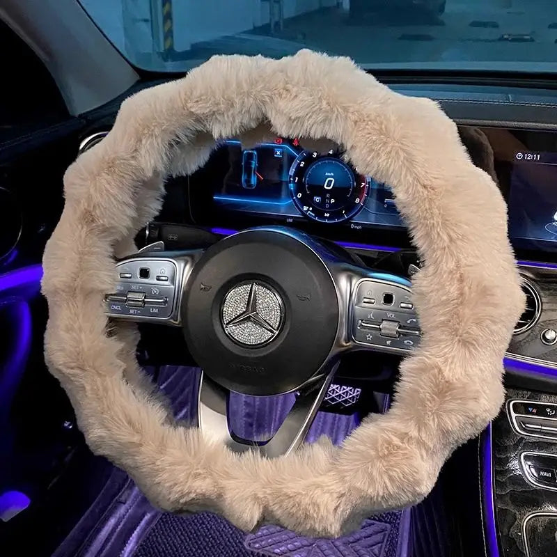 Plush Velvet Steering Wheel Cover – Soft Winter Car Handlebar Cover for Women, Cute High-End Interior Accessory FanzyMarket
