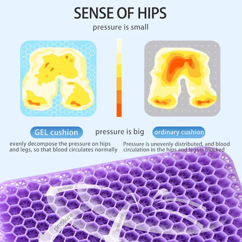 Gel Seat Cushion Honeycomb Breathable Cooling Coccyx Pillow for Tailbone Pain Relief for Office, Car & Wheelchair FanzyMarket