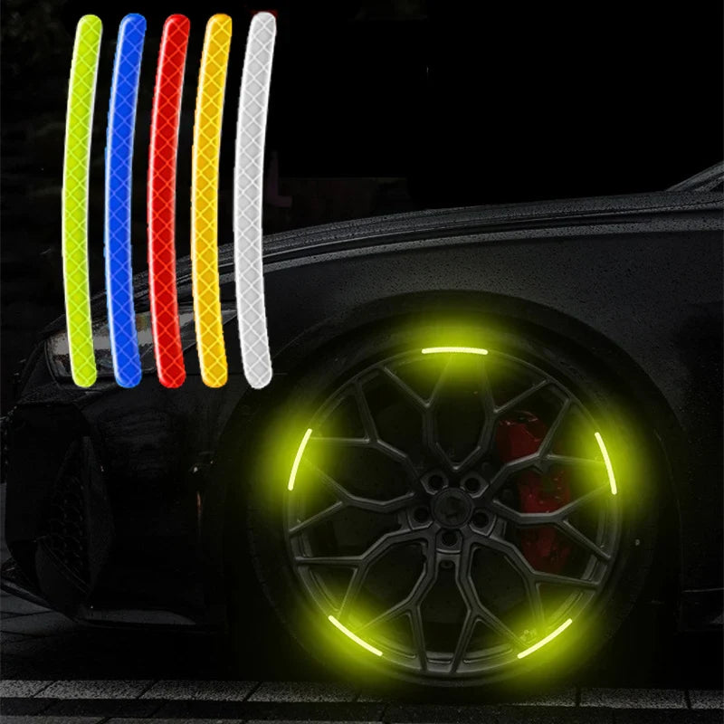 Car Wheel Hub Reflective Stripes Door Handle Safety Warning Sticker Car Rear Warning Tape Automobile Sticker Exterior Accessorie Econic Blanks