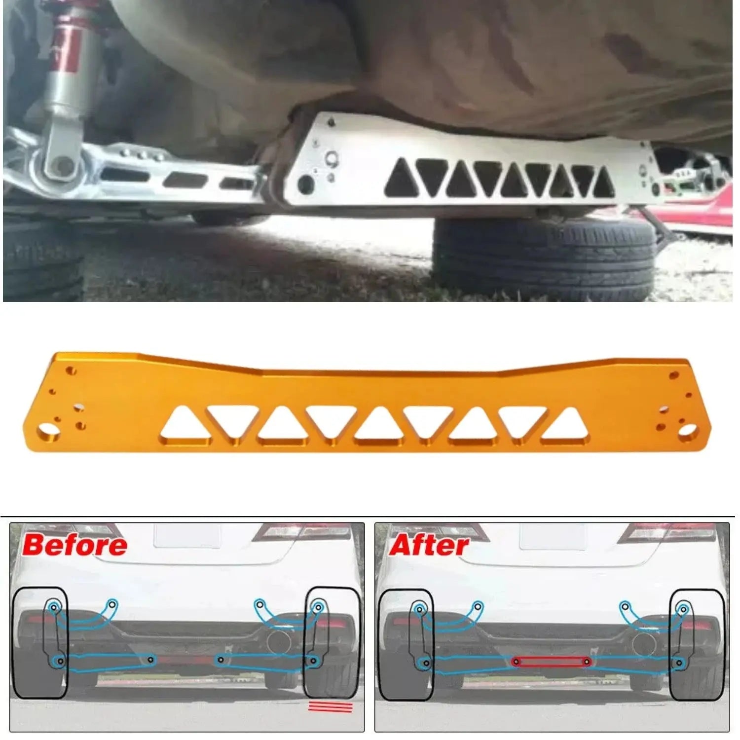 performance parts  supplier  Rear Lower Control Arm Subframe Brace Tie Bar Kit for Honda Civic EG 92-95 Gm Service Guy