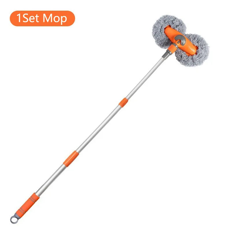 LEIBOO Car Washer Mop Foam Wash Chenille Brush Double Brush Head Roof Window Cleaning Maintenance Three-Section Telescopic Mop Econic Blanks