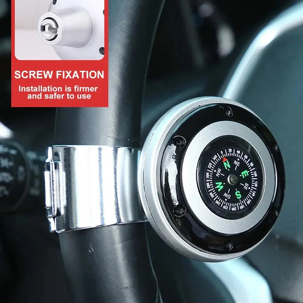 Steering Wheel Spinner Knob with Compass Universal 360 Degree Rotation Metal Power Handle Ball Booster for Car Vehicle Auto Gm Service Guy