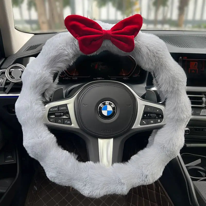 Plush Velvet Steering Wheel Cover – Soft Winter Car Handlebar Cover for Women, Cute High-End Interior Accessory FanzyMarket