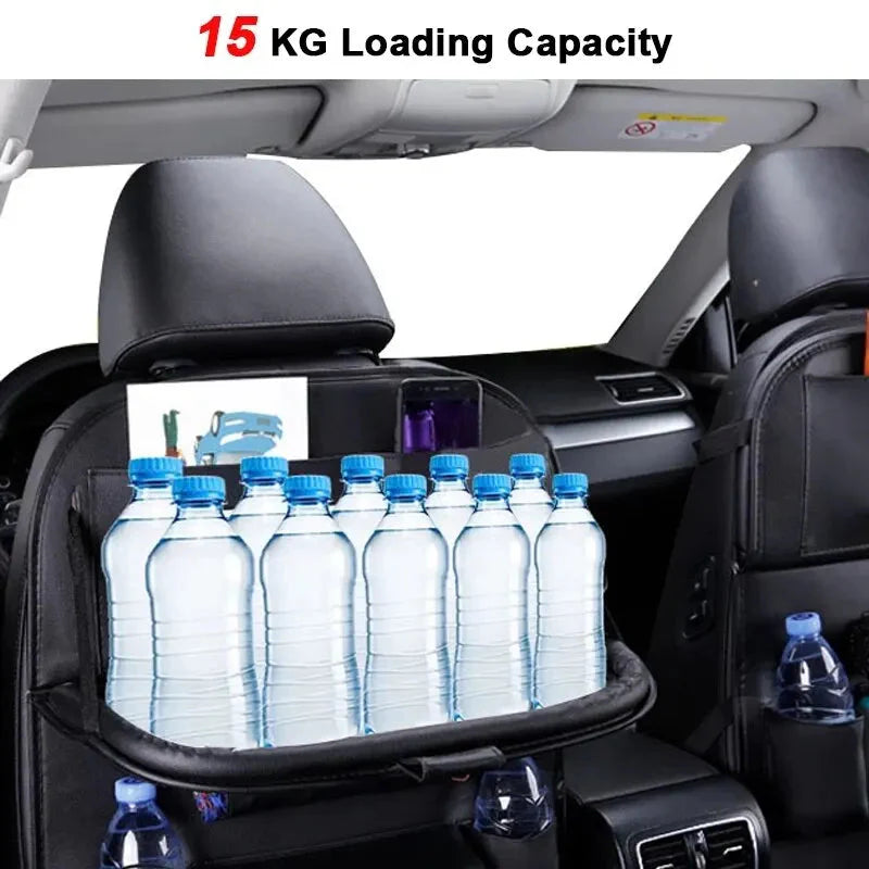 Car Seat Back Organizer with Foldable Table Tray – PU Leather Storage Econic Blanks
