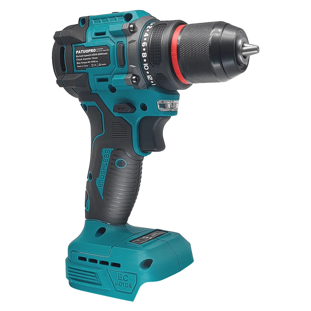 Brushless Cordless Drill 2-Speed - 3/8 in (0.8–10 mm) Keyless Chuck - 21+1 Torque - Compatible with 18V Slide Batteries (Battery Not Included) FanzyMarket