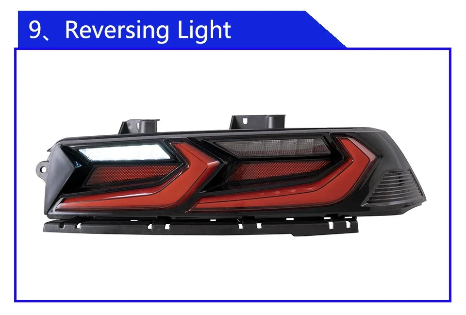 Chevrolet Camaro 2014-2020 rear LED taillights assembly with highlight and turn signals, auto car back lamps by Gm Service Guy.