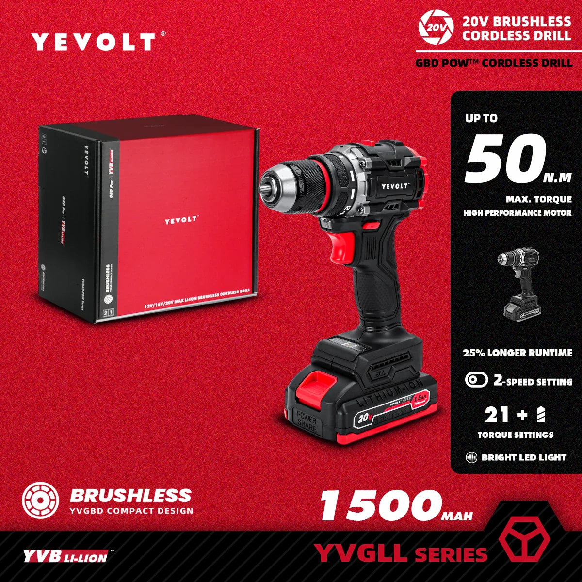 20V Brushless Cordless Drill Driver, Compact 21+1 Torque Keyless 3/8\" (0.8–10mm) Handheld Screwdriver with LED FanzyMarket