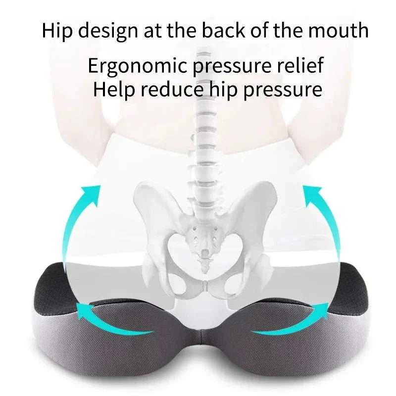 Orthopedic Memory Foam Seat Cushion – Non-Slip Tailbone & Sciatica Relief Pillow for Office Chair and Car Seat Econic Blanks