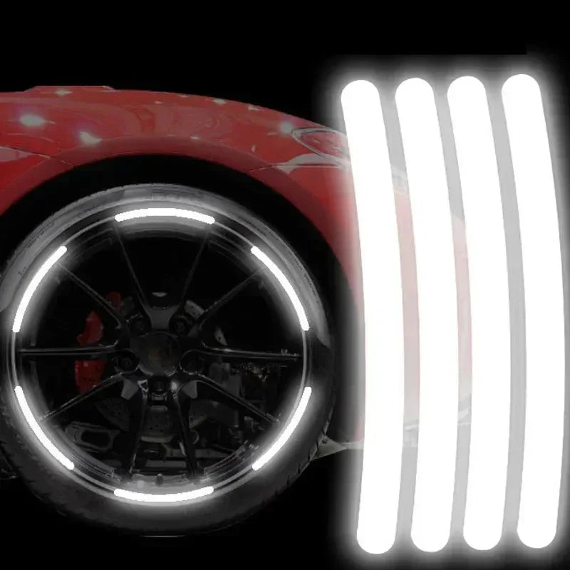 Car Wheel Hub Reflective Stripes Stickers – Night Safety Tire Rim Decals, Waterproof Warning Tape for Vehicle Decoration Econic Blanks