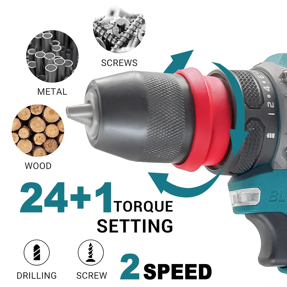 2-in-1 Cordless Brushless Drill Driver 10mm Chuck, Compatible with 18V Li‑Ion Batteries (Battery Not Included) FanzyMarket