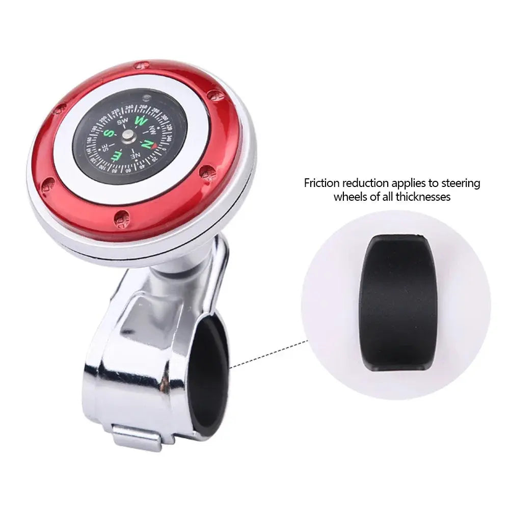 Steering Wheel Spinner Knob with Compass Universal 360 Degree Rotation Metal Power Handle Ball Booster for Car Vehicle Auto Gm Service Guy