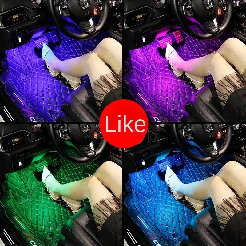 Universal RGB LED Car Interior Lights - 8-Color Ambient Strip Lamps with Music Control Econic Blanks