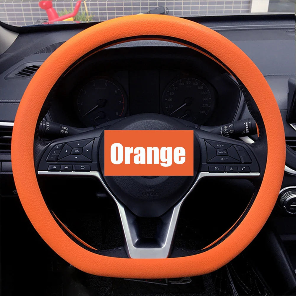 Universal Silicone Steering Wheel Cover – Elastic Non-Slip Grip, Fits 36–40 cm (14–16 in) Wheels, Multi-Color Car Accessory FanzyMarket