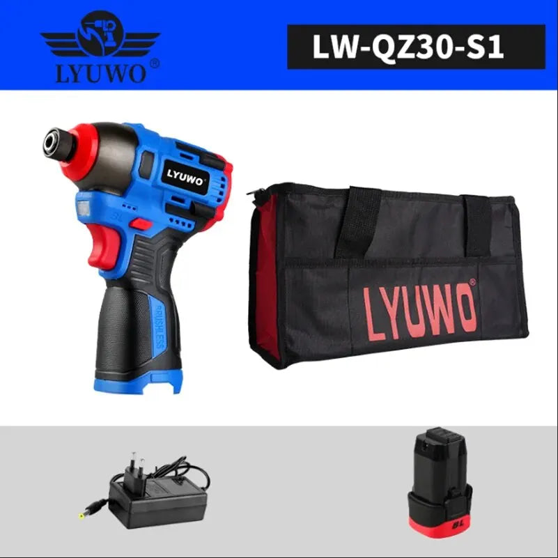 Brushless 16.8V Cordless Electric Screwdriver, 160 Nm Torque Impact Drill, Multi-Function FanzyMarket