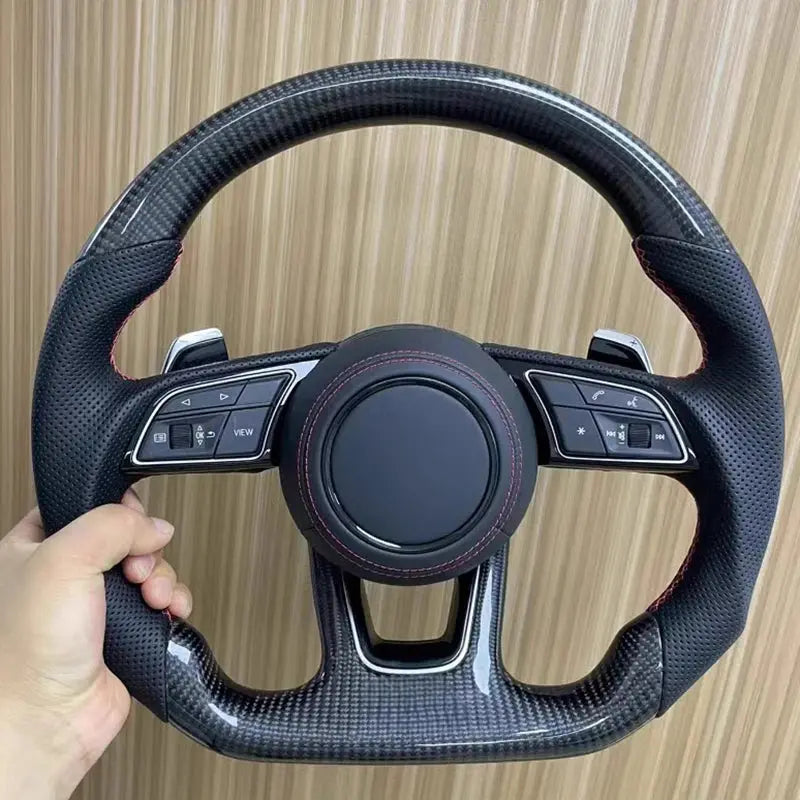 For Audi A3 A4 A6L A5 A7 Q3 Q5 Q7 B9 Modified S4 S5 S6 S7 Carbon Fiber Steering Wheel Flat Bottom Steering Wheel Motion Assembl Gm Service Guy