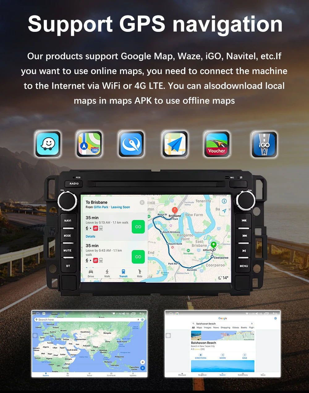 7inch Wireless Carplay Android Auto Car Radio For Chevrolet Silverado GMC Sierra Impala Traverse Avalanche Multimedia Player GPS Gm Service Guy