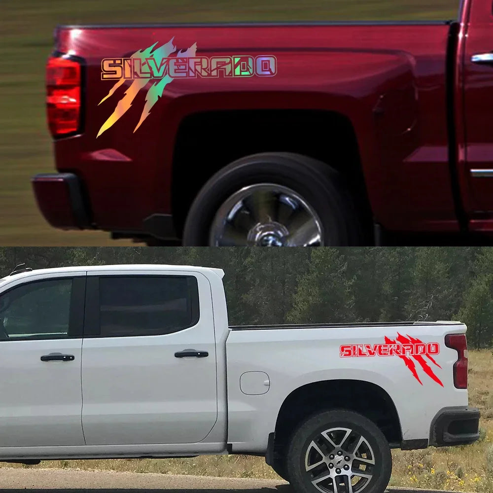 Claw style Chevrolet Silverado pickup side decal by Quality Prints USA, vinyl graphic for Silverado 1500, 2500, Z71, and S10.