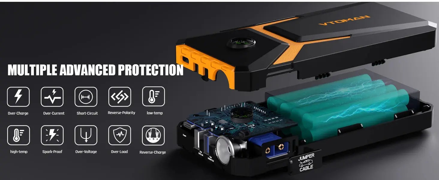 VTOMAN V6 Pro Car Jump Starter Power Bank 2000A Car Battery Charger Auto Emergency Booster Starting Device Jump Starter Gm Service Guy