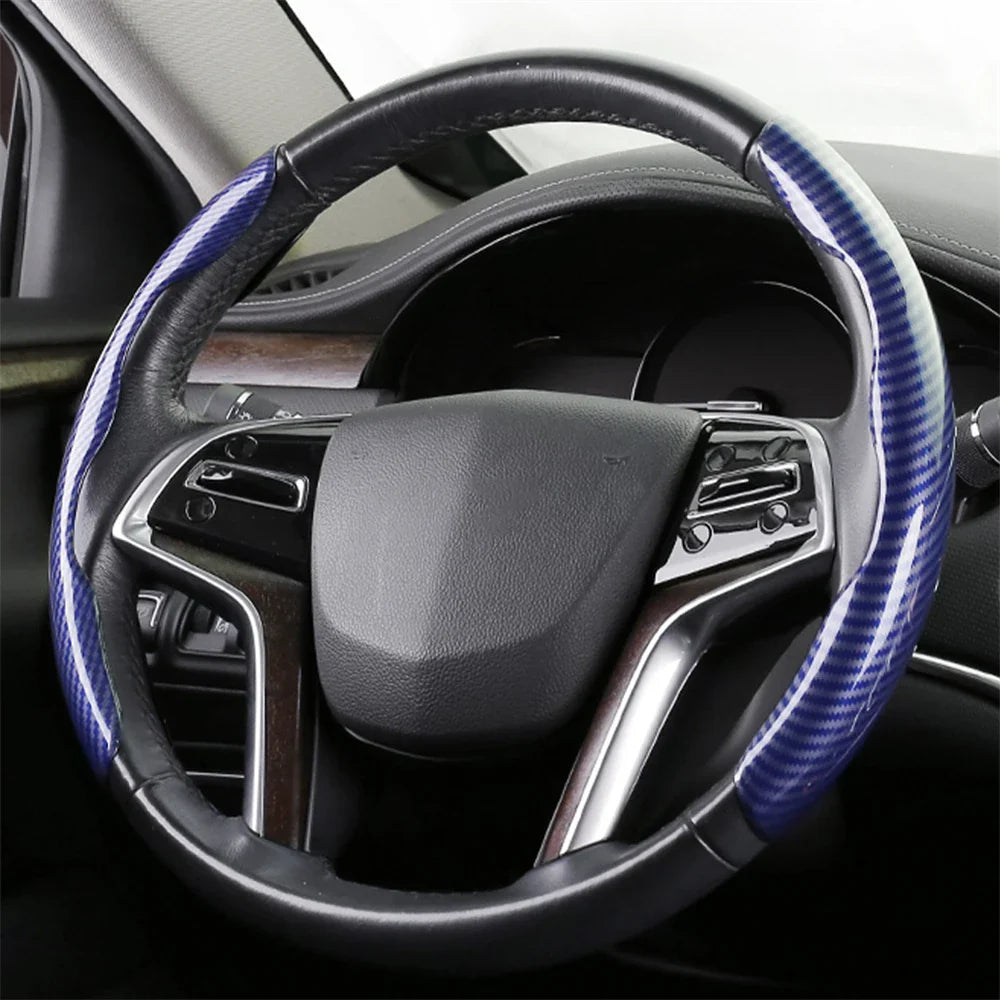 Carbon Fiber 2-Pack Steering Wheel Covers for 37-38 cm (14.6-15.0 in) Wheels – Non-Slip Washable Interior Protector (Left & Right) FanzyMarket