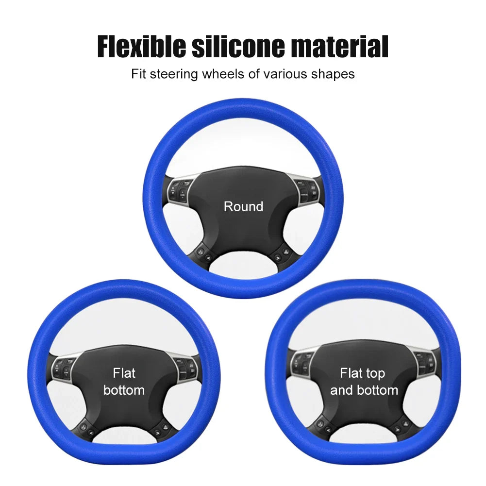 Universal Silicone Steering Wheel Cover – Elastic Non-Slip Grip, Fits 36–40 cm (14–16 in) Wheels, Multi-Color Car Accessory FanzyMarket
