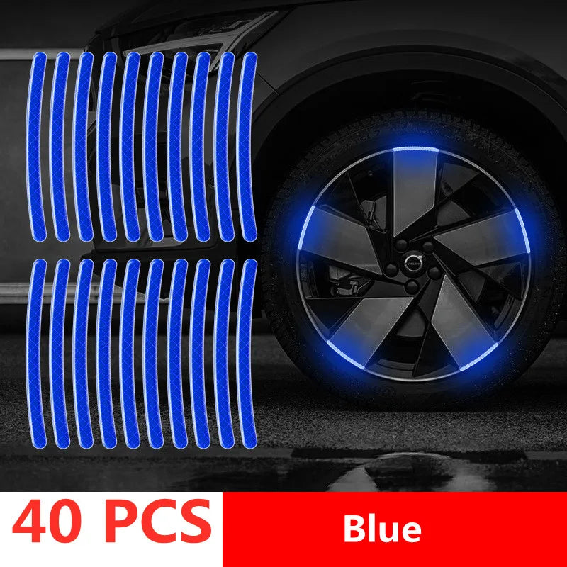 Car Wheel Hub Reflective Stripes Door Handle Safety Warning Sticker Car Rear Warning Tape Automobile Sticker Exterior Accessorie Econic Blanks