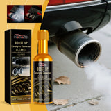 Gm Service Guy catalytic converter cleaner bottle with label, used for deep cleaning and maintaining engine catalysts and accelerators.