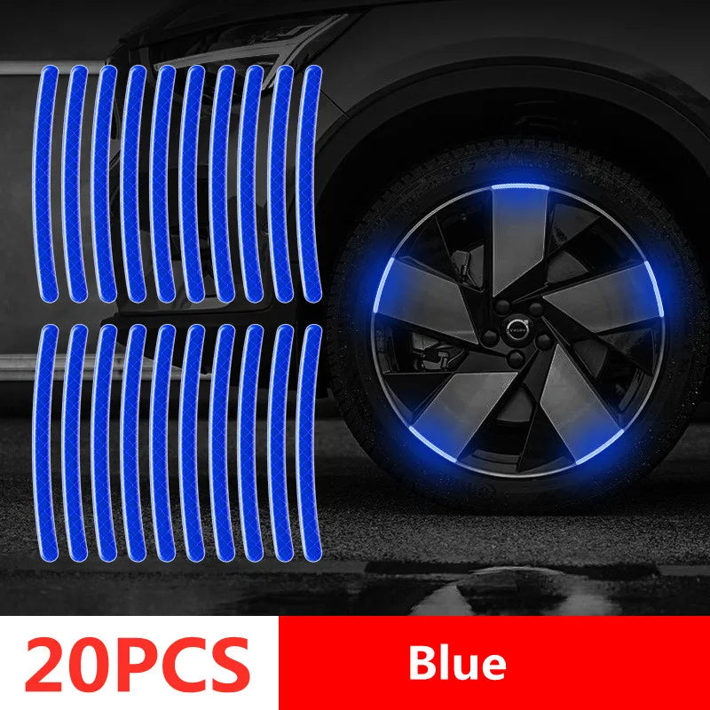 Car Wheel Hub Reflective Stripes Door Handle Safety Warning Sticker Car Rear Warning Tape Automobile Sticker Exterior Accessorie Econic Blanks