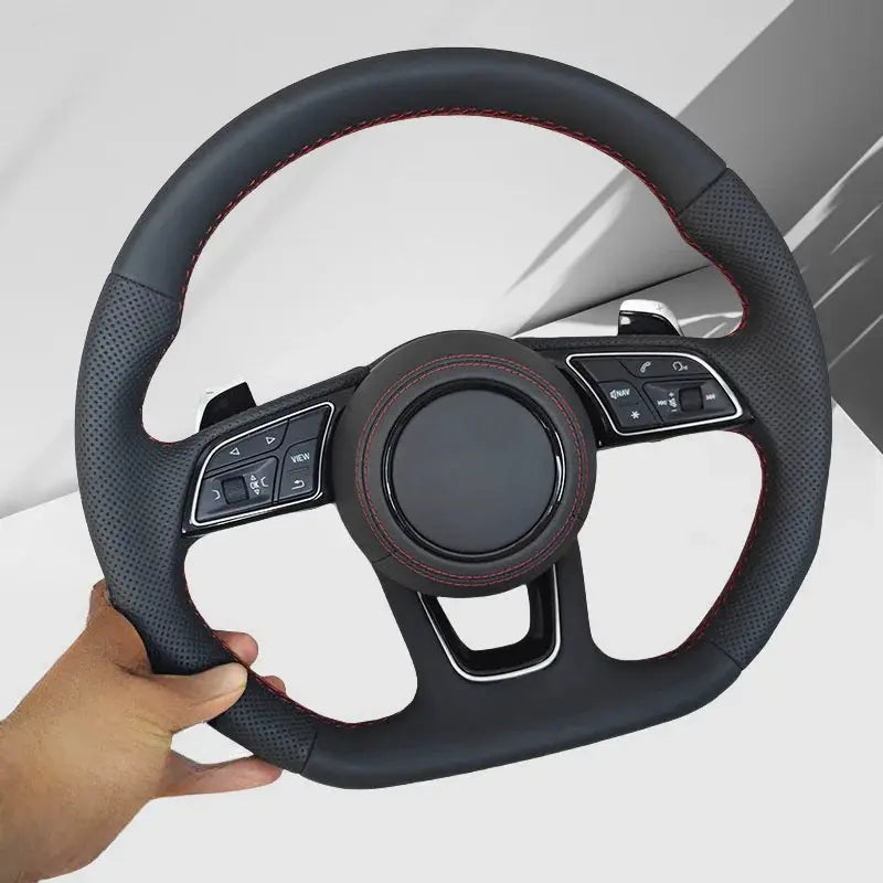 Customized Genuine Leather Car Steering Wheel  For Audi A1 8X A2 A3 Q3 Q5 Q2 A4 A5 A6 Steering Wheel Car Accessories Gm Service Guy