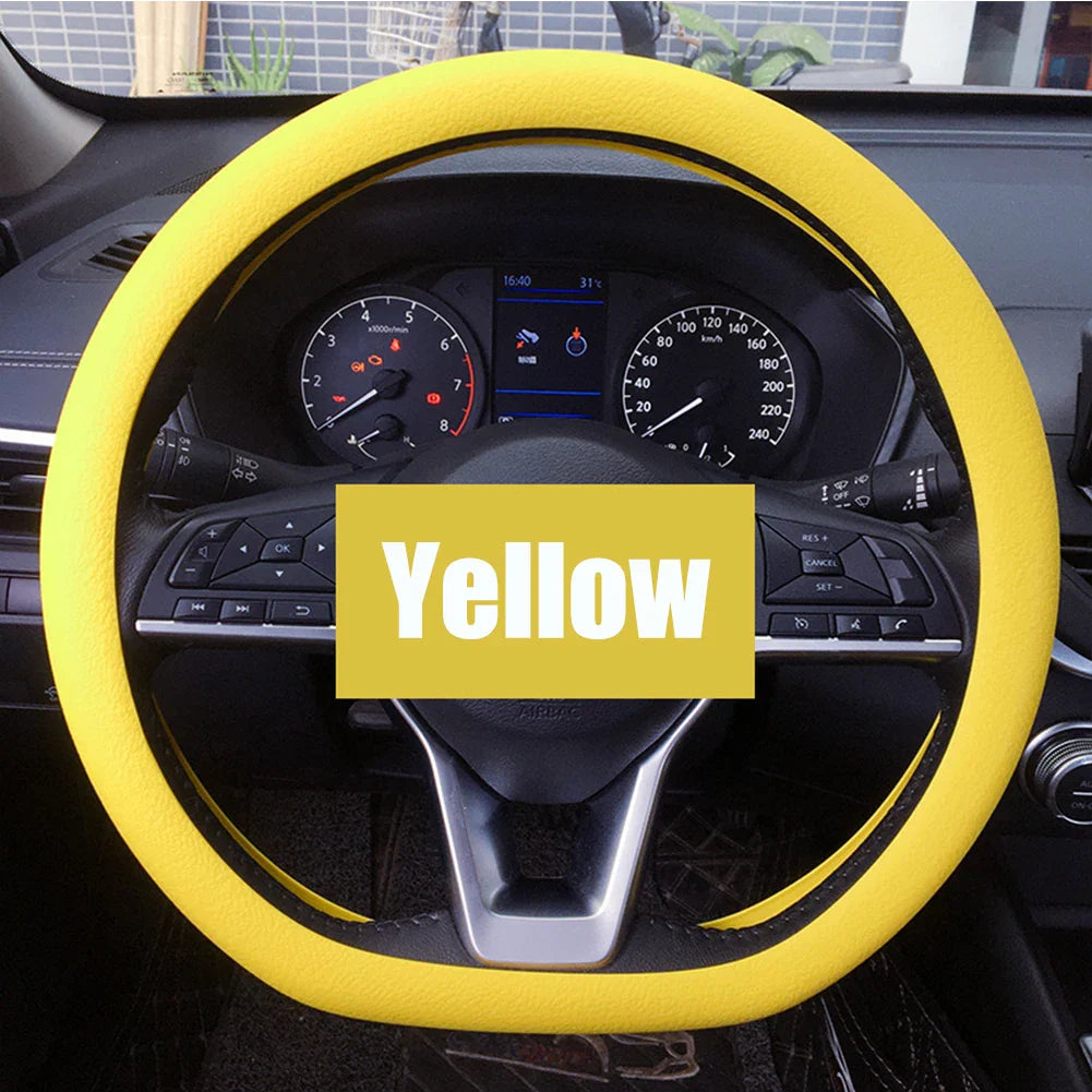 Universal Silicone Steering Wheel Cover – Elastic Non-Slip Grip, Fits 36–40 cm (14–16 in) Wheels, Multi-Color Car Accessory FanzyMarket