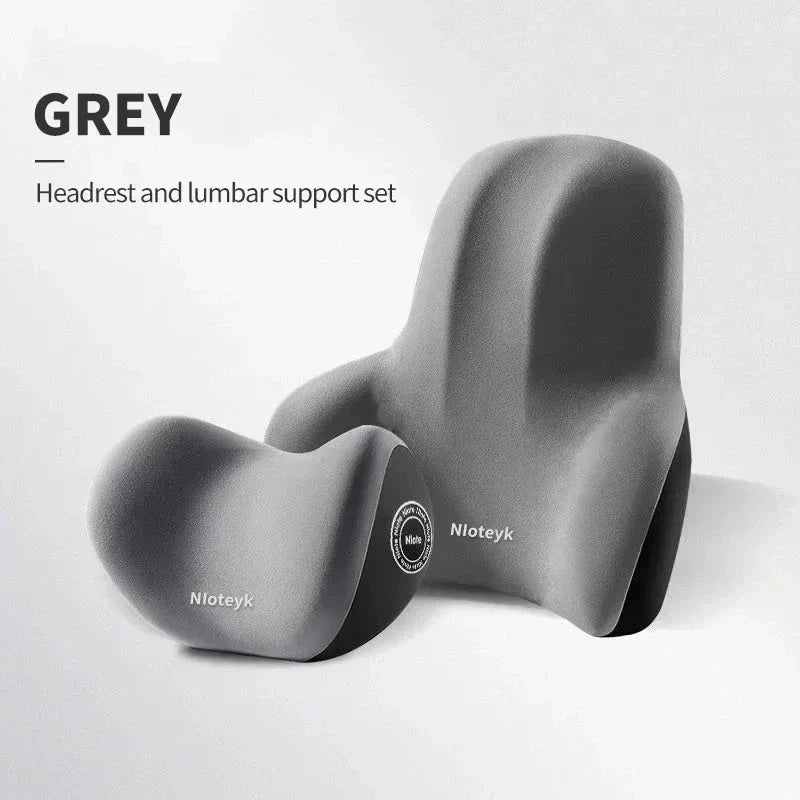 Memory Foam Car Neck and Lumbar Support Cushion – Ergonomic Pillow Set for Comfortable Driving and Posture Relief Econic Blanks