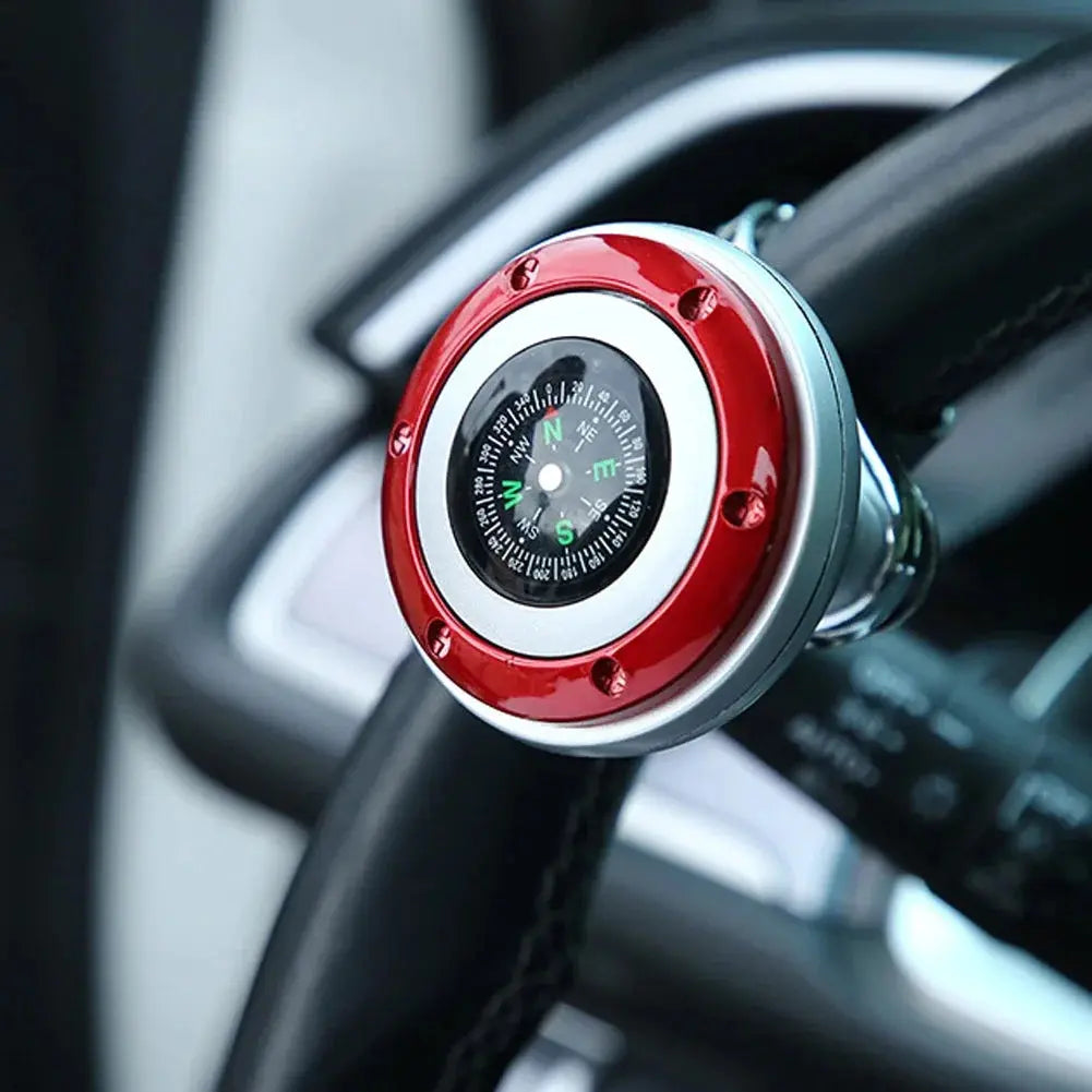 Steering Wheel Spinner Knob with Compass Universal 360 Degree Rotation Metal Power Handle Ball Booster for Car Vehicle Auto Gm Service Guy