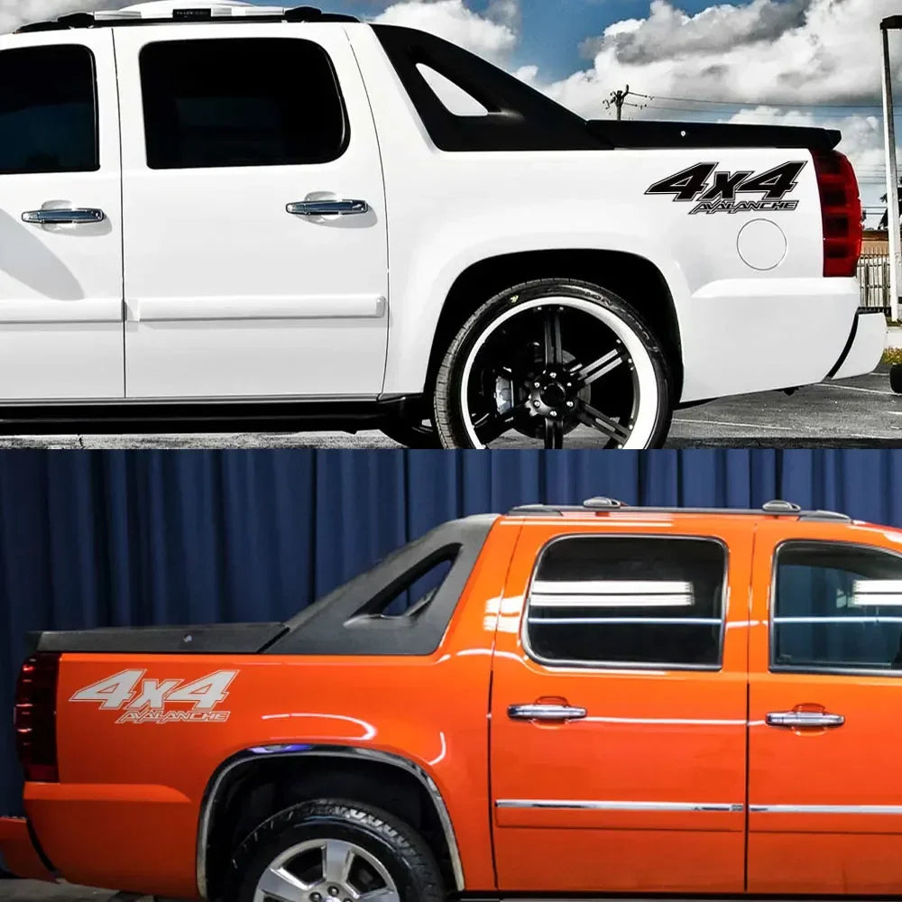 Chevrolet Avalanche 4x4 rear bed side decal vinyl graphic sticker for pickup trucks by Quality Prints USA