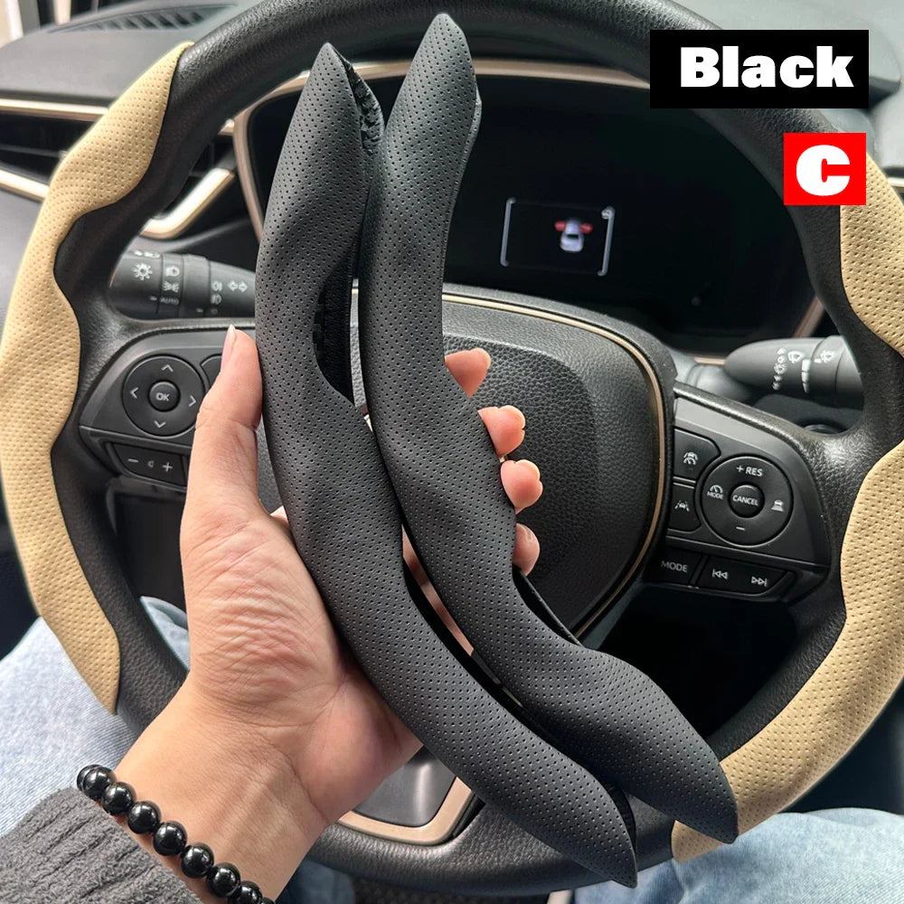 2-Pack Carbon Fiber Silicone Steering Wheel Covers 38 cm (15 in) Anti-Slip Universal Car Interior FanzyMarket