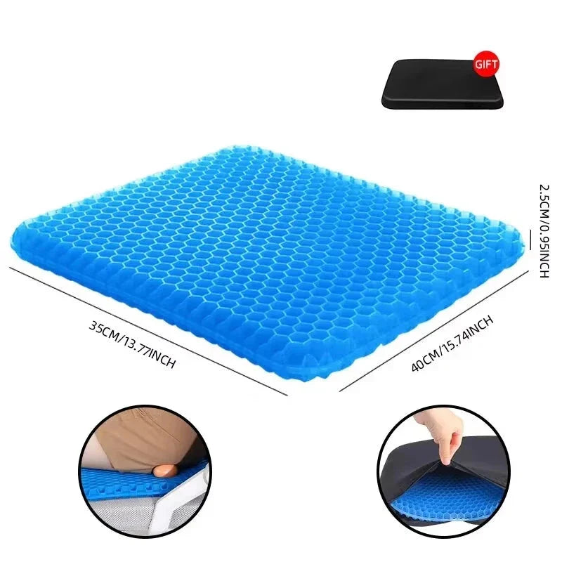 Breathable Gel Seat Cushion – Honeycomb Design for Tailbone & Back Pain Relief, Home Office & Car Use Econic Blanks
