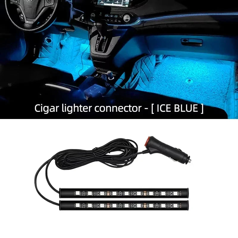 2-in-1 LED Car Neon Foot Light - USB & Cigarette Lighter Interior Ambient Lamp Econic Blanks