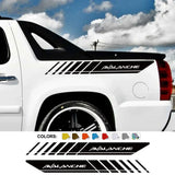 Rear trunk side decal set for Chevrolet Avalanche, vinyl truck graphics by Quality Prints USA, featuring two stylish vehicle decals
