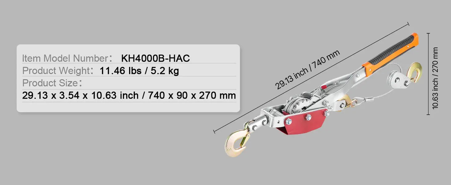 SucceBuy 2/4T Come Along Winch Ratchet Power Puller Tool with Dual Gears & 2 Hooks Automotive Hoist Puller for Vehicle Rescue Gm Service Guy
