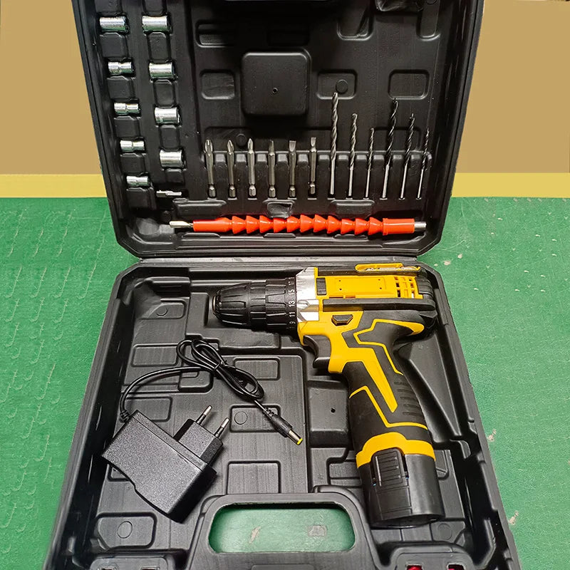 12V Cordless Lithium Drill & Screwdriver Kit with Accessory Case - Brushless Handheld Power Tool for Home DIY FanzyMarket
