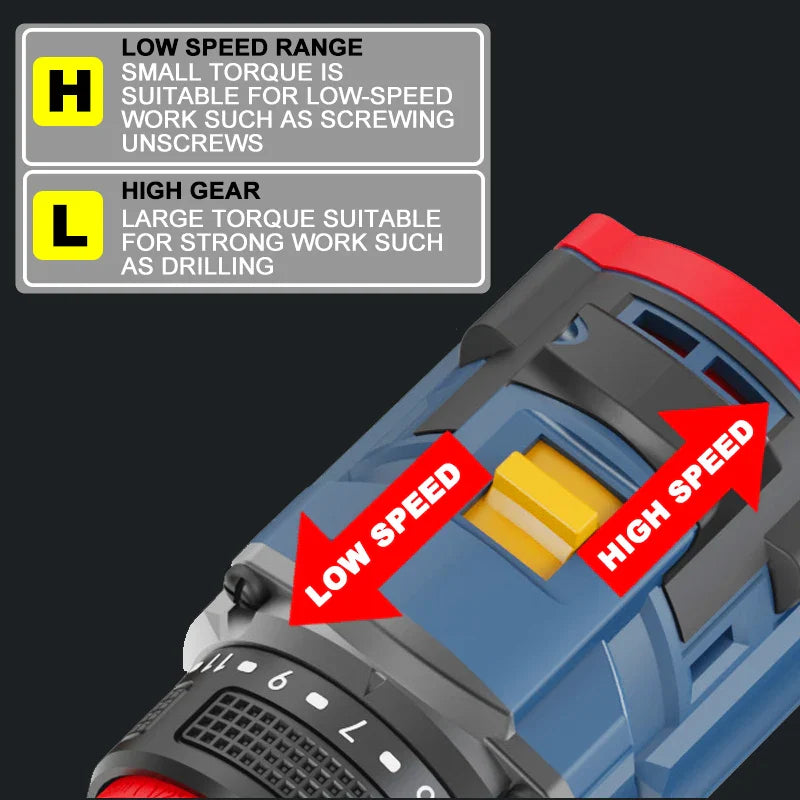 Brushless Cordless Drill 16.8V 70 N·m Torque 10mm (3/8 in) Self-Locking Chuck 20+1 Torque Settings 2-Speed Electric Screwdriver for DIY & Woodworking FanzyMarket