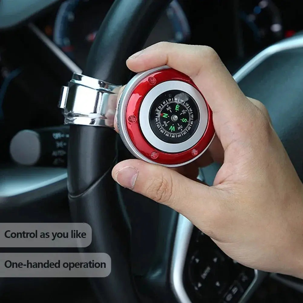Steering Wheel Spinner Knob with Compass Universal 360 Degree Rotation Metal Power Handle Ball Booster for Car Vehicle Auto Gm Service Guy