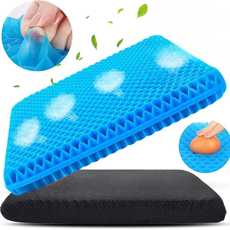Double-Thick Gel Seat Cushion – Honeycomb Cooling Pressure Relief Pad for Office Chair, Car Seat & Wheelchair (Breathable, Non-Slip, Washable) FanzyMarket