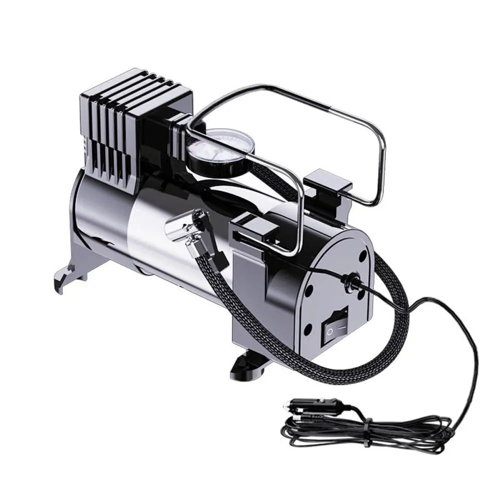 12V Portable Air Compressor with Pressure Gauge Car Tire Pump Cylinder Power System Mini Air Compressor Car Tire Inflatable Pump Gm Service Guy