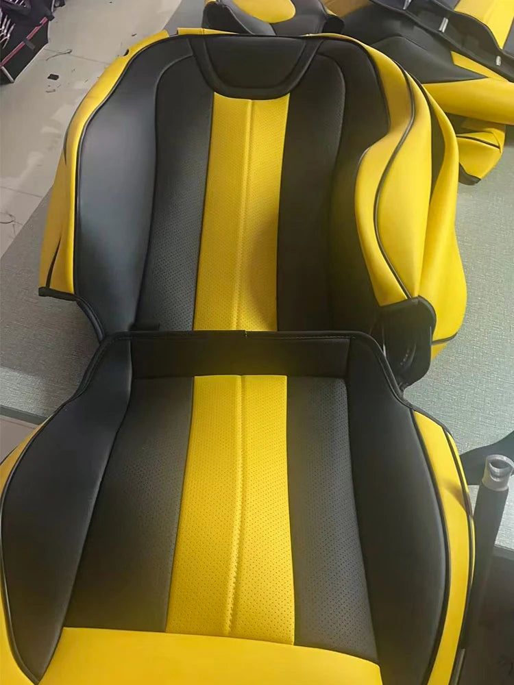 Full set of black Chevrolet Camaro seat covers made of premium artificial leather, designed for 2016-2024 models, by Gm Service Guy.