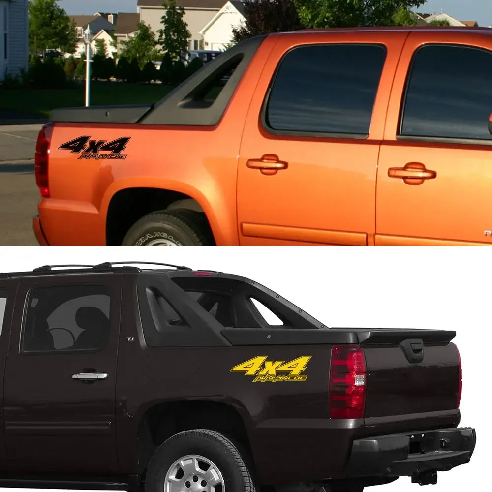 4x4 rear bed side decal for Chevrolet Avalanche pickup truck, vinyl graphic sticker by Quality Prints USA