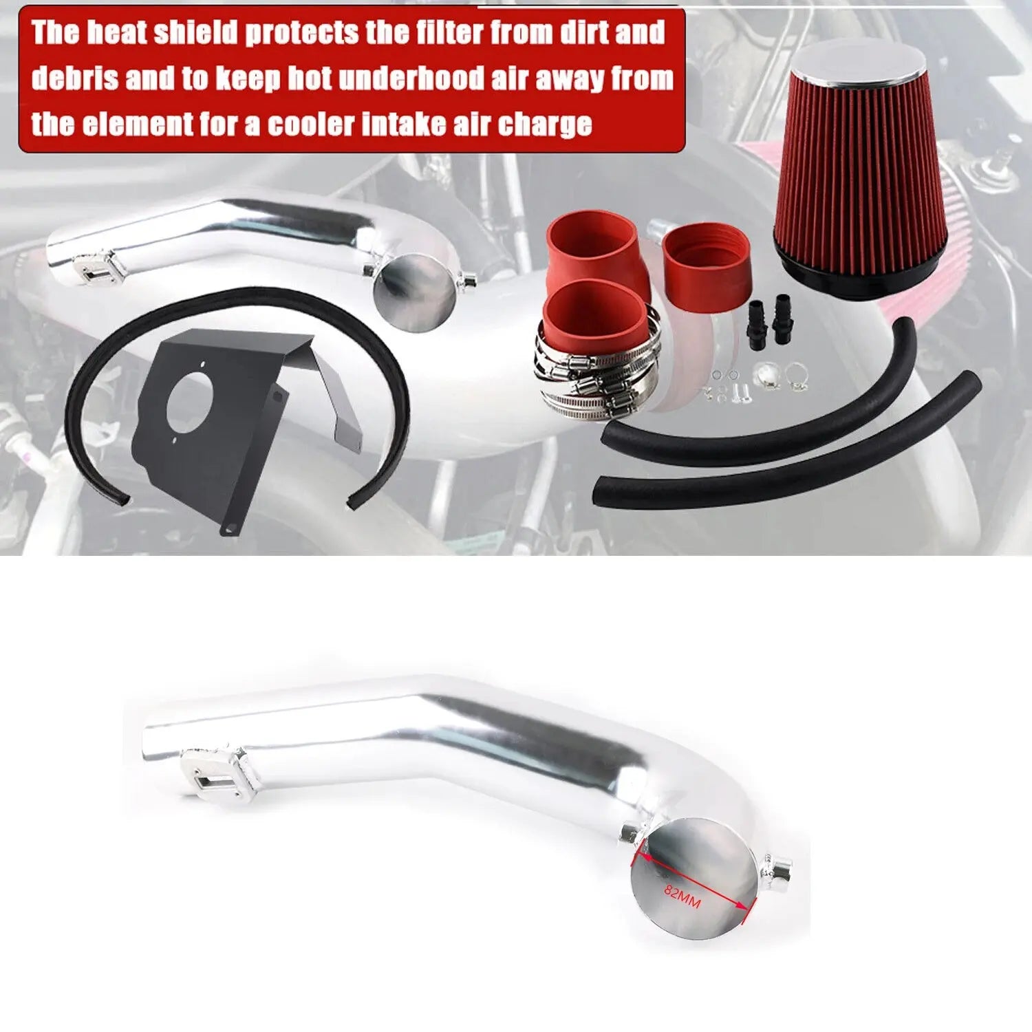 For Silverado 2014-18 Chevy GMC Sierra 1500 5.3L 6.2L V8 engine parts Red Filter Cold Air Intake Kit Gm Service Guy