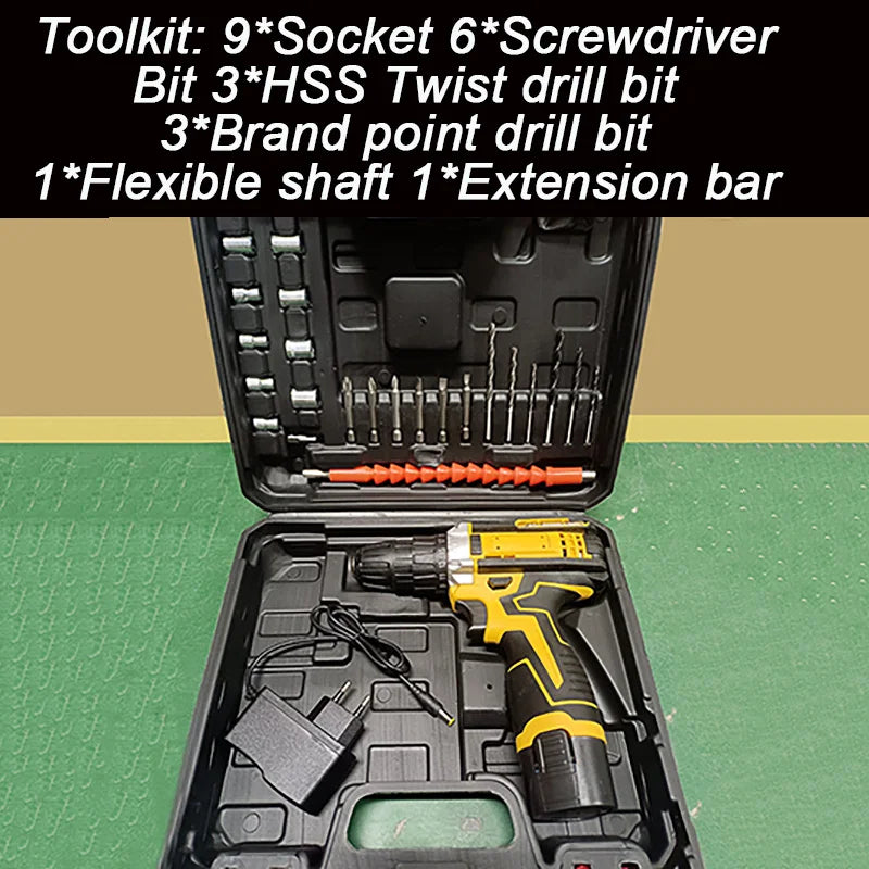 12V Cordless Lithium Drill & Screwdriver Kit with Accessory Case - Brushless Handheld Power Tool for Home DIY FanzyMarket