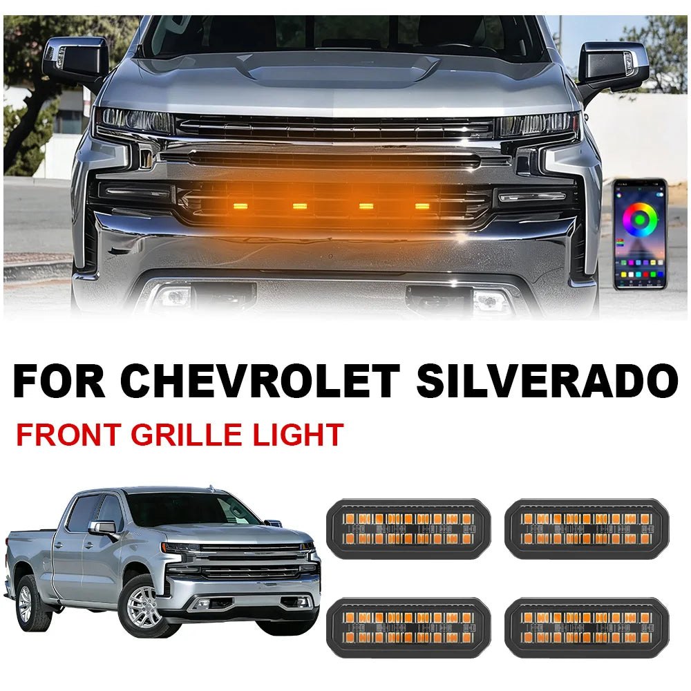 Chevrolet Silverado 2018 LED front grille light by Gm Service Guy, daytime running and signal lamps integrated into the grille.