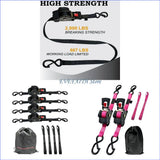Gm Service Guy 124B retractable ratchet straps for motorcycle lashing, off-road riding, with adjustable metal hooks and durable webbing