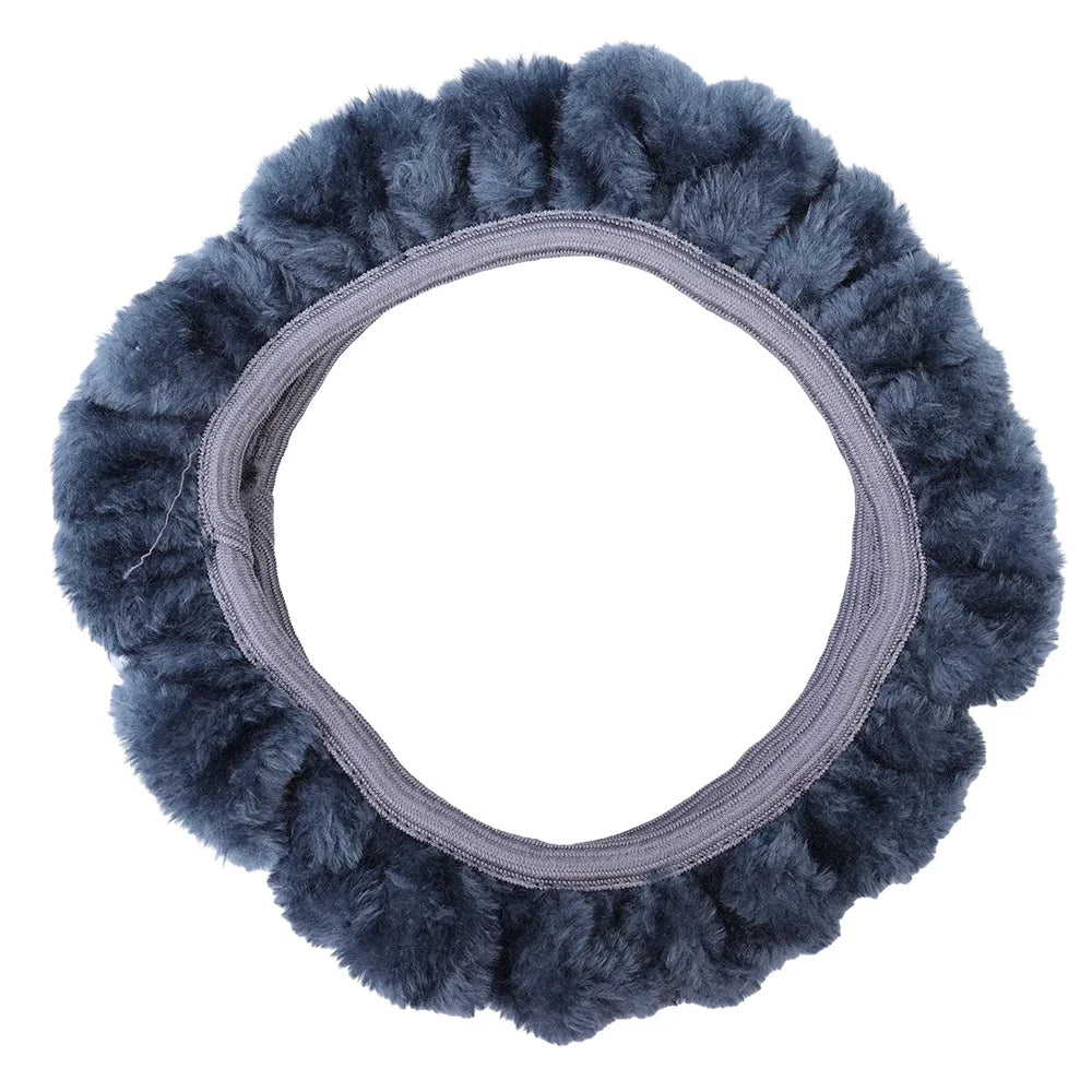 Plush Steering Wheel Cover 38 cm (15 in) Thick Winter Warm Non-Slip Soft Universal Fit for Most Cars FanzyMarket
